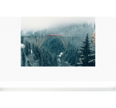 Papel mural montaña tren cruzando los alpes suizos - TenVinilo