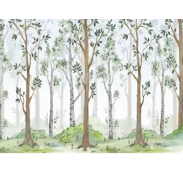 Papel mural bosque característica botánica minimalista - TenVinilo