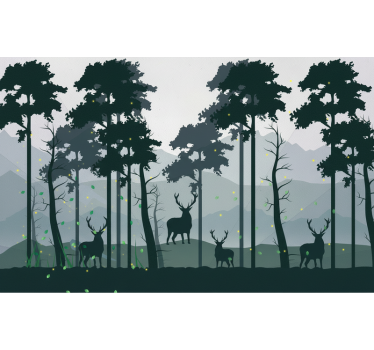 Papel mural bosque silueta bosque escandinavo - TenVinilo