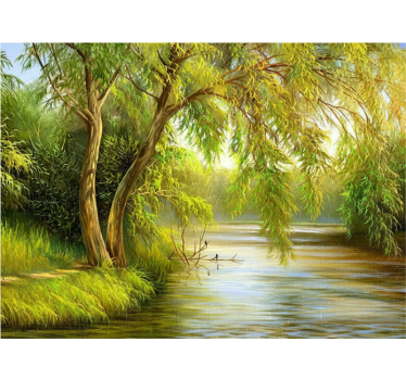 Papel mural bosque sauce del río sereno - TenVinilo