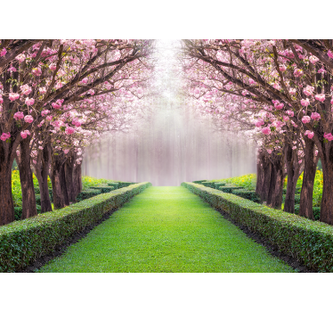 Fotomural paisaje cerezos en flor rosa - TenVinilo