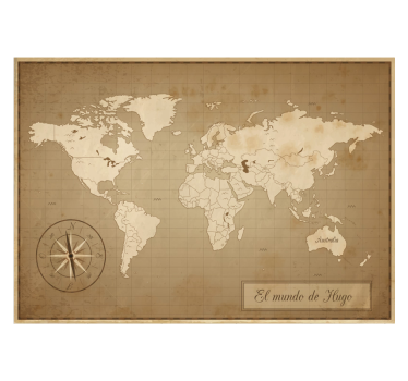 Papel pintado vintage mapamundi personalizable - TenVinilo