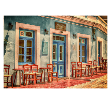 Fotomural pared vintage café al aire libre - TenVinilo
