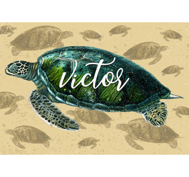 Foto mural de animal tortuga marina con nombre - TenVinilo