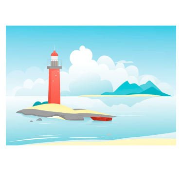 Fotomural niños dibujo paisaje marítimo - TenVinilo