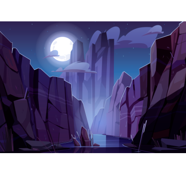 Papel mural paisajes paisaje rocoso iluminado por la luna - TenVinilo