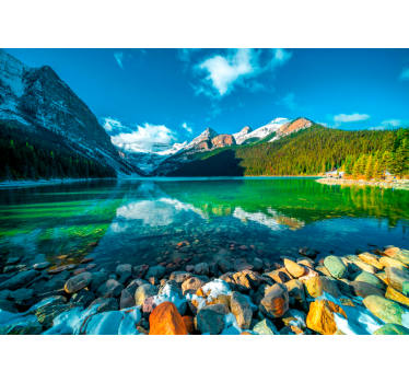 Papel mural paisajes imagen reflejada del lago de montaña - TenVinilo