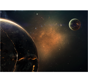 Fotomural paisaje Galaxias y planetas en marrón. - TenVinilo