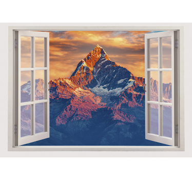 Foto mural 3d Vista de la ventana de los picos de las montañas - TenVinilo