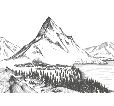 Papel mural montaña paisaje de grandes montañas - TenVinilo