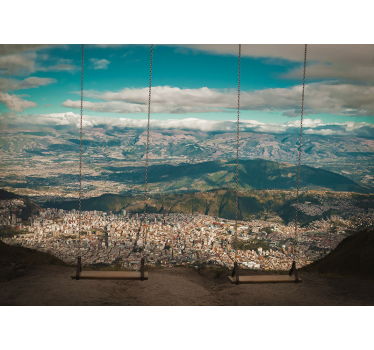 Fotomurales de ciudades Quito vistas con volcan - TenVinilo