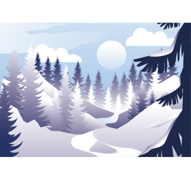 Papel mural paisajes escena de bosque invernal - TenVinilo