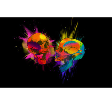 Fotomural amoroso Fotomural amor punk dos calaveras multicolores - TenVinilo