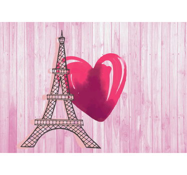 Fotomural amoroso Torre eiffel con corazón rosa - TenVinilo