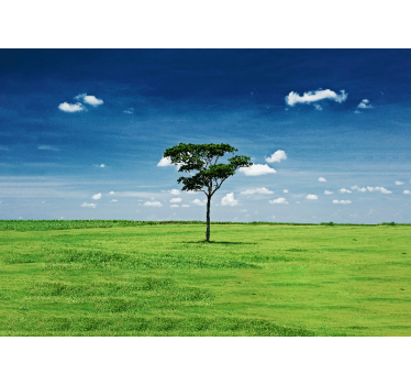 Papel mural naturaleza árbol verde solitario - TenVinilo