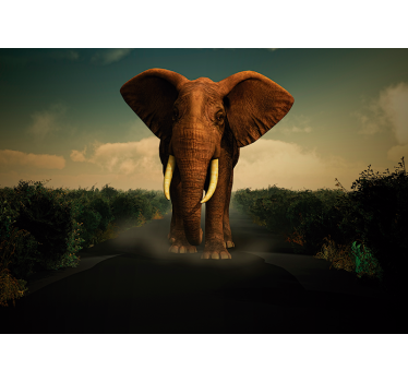 Mural animal Elefante en la carretera - TenVinilo
