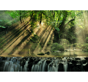 Papel mural naturaleza entorno sereno de cascada - TenVinilo