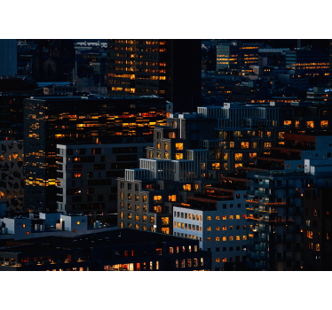 Fotomurales de ciudades Edificios modernos de oslo en la noche - TenVinilo