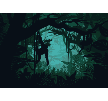 Papel mural selva vibrante paisaje selvático - TenVinilo