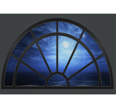 Foto mural 3d Mar con luna detrás de la ventana - TenVinilo