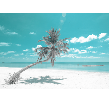 Mural de mar Playa con palmera inclinada - TenVinilo