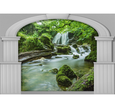 Papel mural naturaleza escena de cascada suave - TenVinilo