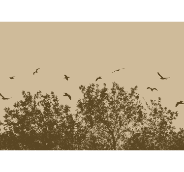 Papel mural naturaleza silueta de pájaros voladores - TenVinilo