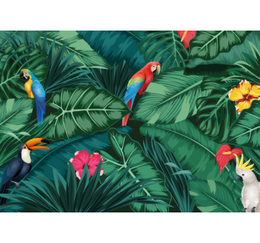Fotomural bosque Selva colorida con loro - TenVinilo