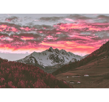 Papel mural montaña atardecer impresionante - TenVinilo