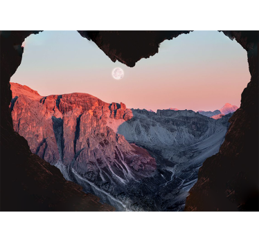Papel mural naturaleza paisaje montañoso en forma de corazón - TenVinilo
