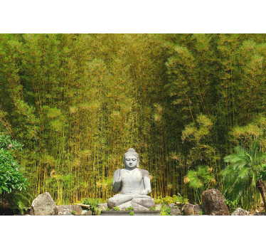 Fotomural de bosque con buda color gris - TenVinilo