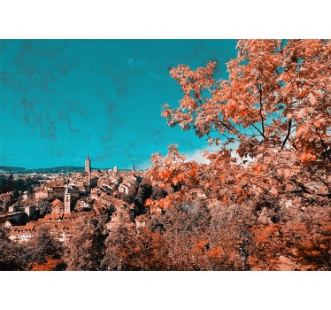 Papel mural paisajes paisaje de otoño vibrante - TenVinilo