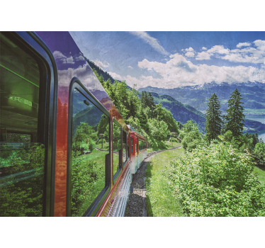 Papel mural paisajes viaje en tren por montañas - TenVinilo