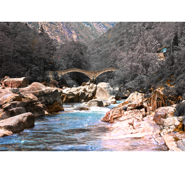 Papel mural paisajes cruce de río tranquilo - TenVinilo