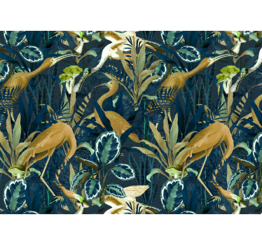 Papel mural africano escena de aves tropicales - TenVinilo