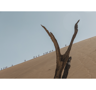Mural desierto silueta de excursionistas en las dunas - TenVinilo