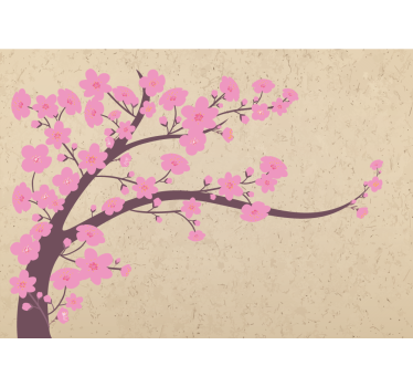 Foto mural 3d Flores rosadas con fondo beige - TenVinilo
