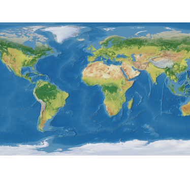 Foto mural 3d Mapa del mundo realista geográfico - TenVinilo