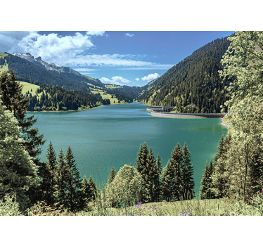 Papel mural paisajes lago de montaña tranquilo - TenVinilo