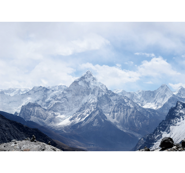 Papel mural montaña cumbres nevadas majestuosas - TenVinilo