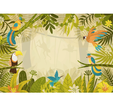 Fotomural bosque Plantas tropicales y animales salvajes. - TenVinilo