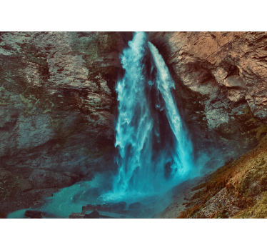 Papel mural montaña perspectiva de gran cascada - TenVinilo