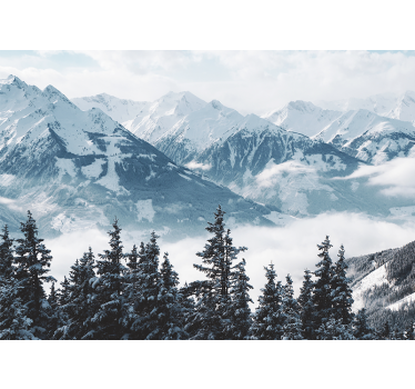 Papel mural montaña cumbres grandes cubiertas de nieve - TenVinilo