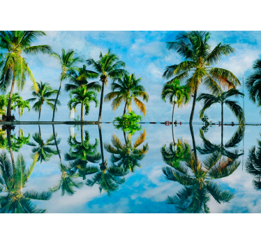 Papel mural naturaleza reflejos de palmas lujosas - TenVinilo