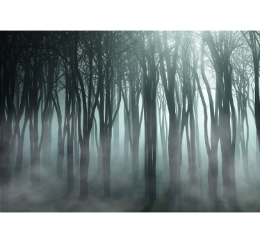 Papel mural bosque silueta de arboles brumosos - TenVinilo