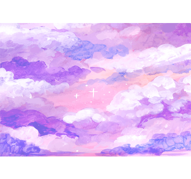 Papel mural cielo nubes moradas suaves - TenVinilo