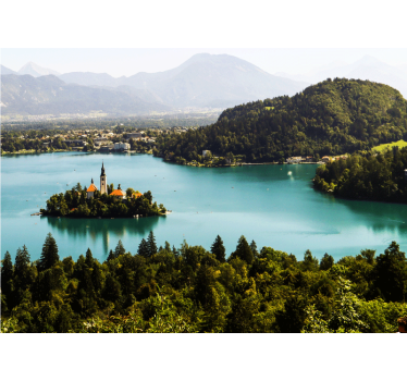 Papel mural paisajes isla del lago bled - TenVinilo