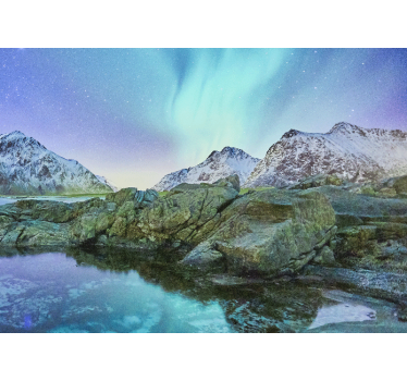 Papel mural paisajes reflejo de auroras boreales - TenVinilo