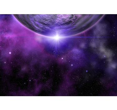 Fotomural galaxia lugar morado con planeta - TenVinilo