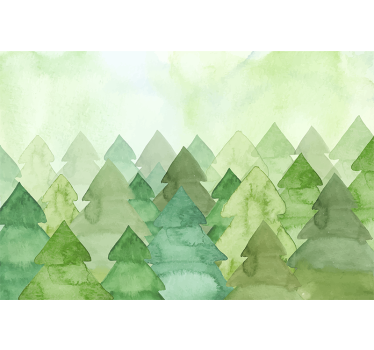 Papel mural bosque pinos verdes exuberantes - TenVinilo